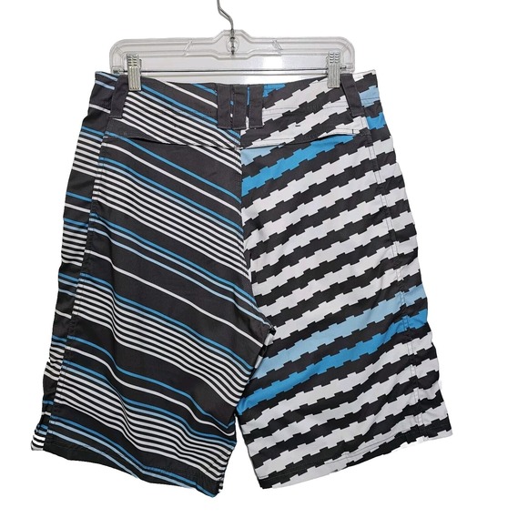 Three by Keith Lidberg Boardshorts Blue Gray Striped Graphic Hybrid Swim Trunks - Picture 3 of 11
